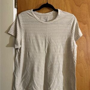 Time and Tru Beige Striped Short Sleeve Tee